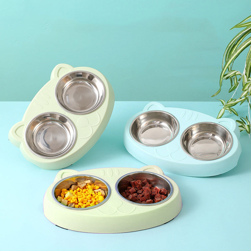 Double Stainless Steel Pet Food Bowl - Little Pretty Paws