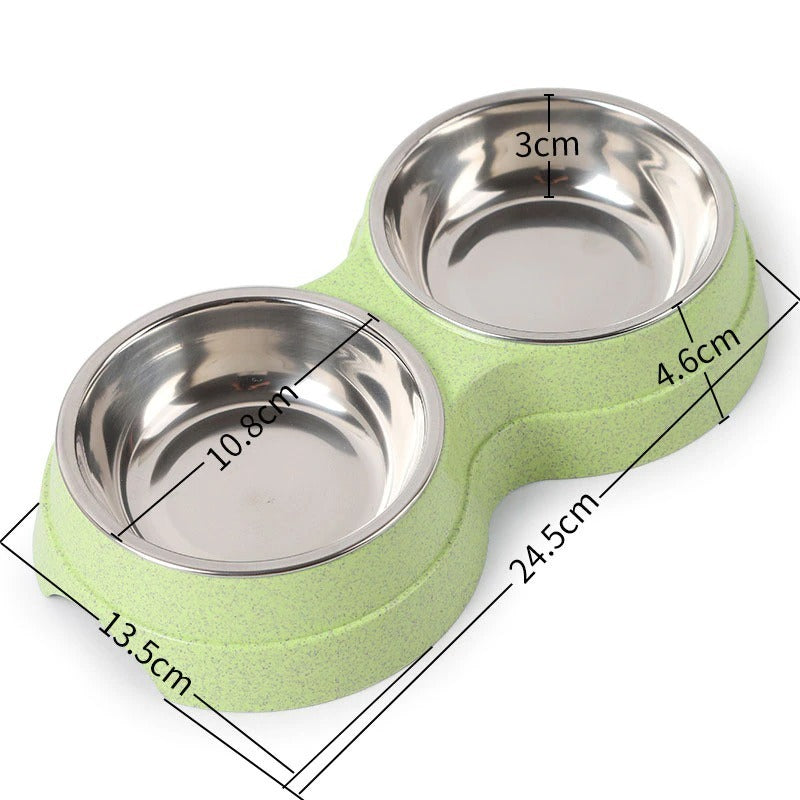 Double Stainless Steel Pet Drinking Dish - Little Pretty Paws