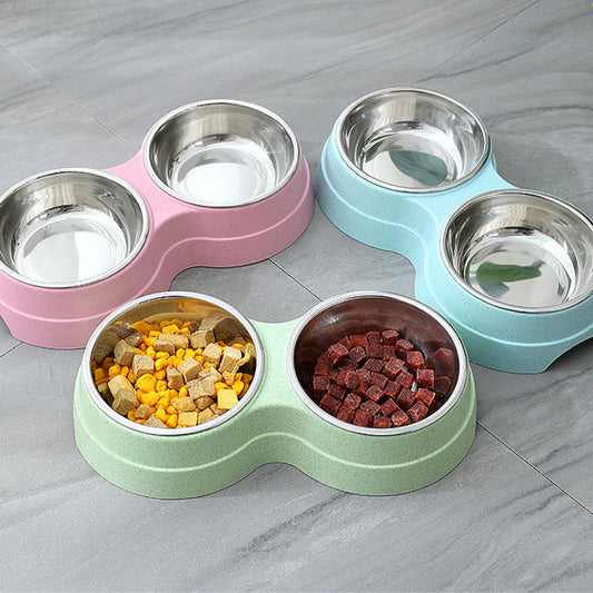 Double Stainless Steel Pet Drinking Dish - Little Pretty Paws