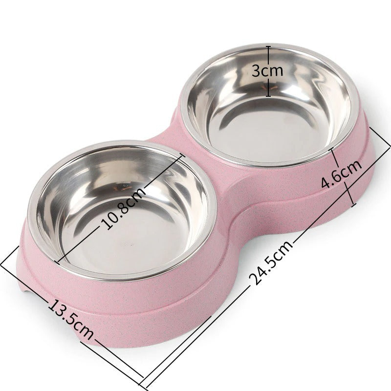Double Stainless Steel Pet Drinking Dish - Little Pretty Paws