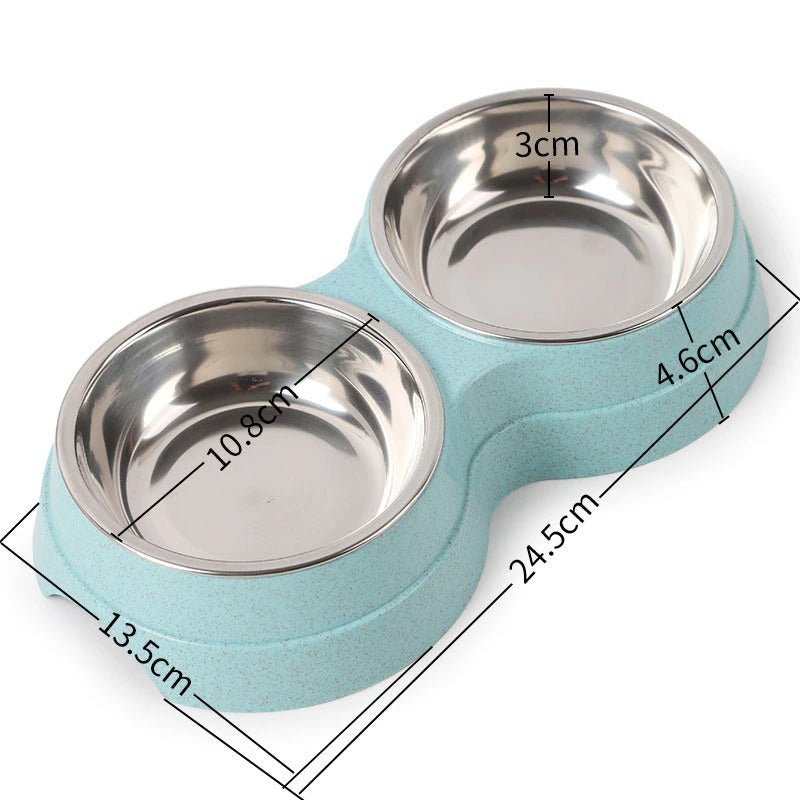 Double Stainless Steel Pet Drinking Dish - Little Pretty Paws