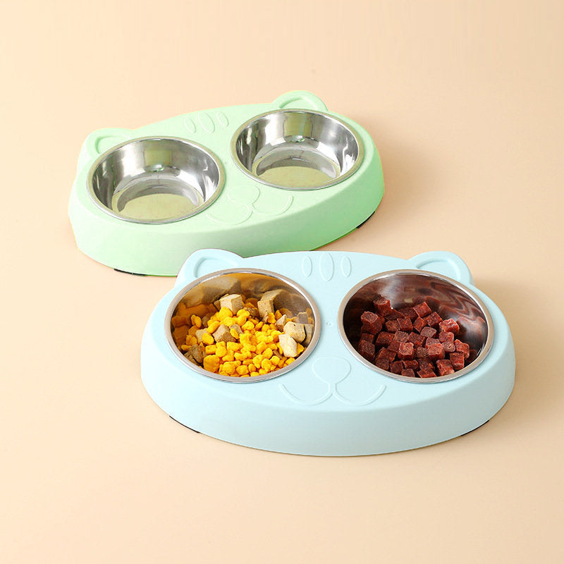 Double Stainless Steel Pet Food Bowl - Little Pretty Paws